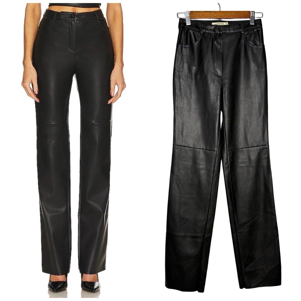 Cultnaked Killa Faux Leather Trousers Pants XS Black Straight Leg Vegan